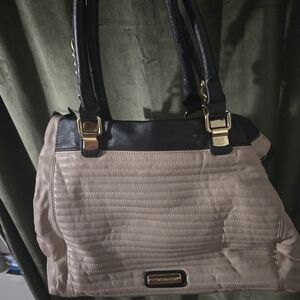 Steve Madden Black and Tan Quilted Shoulder Bag